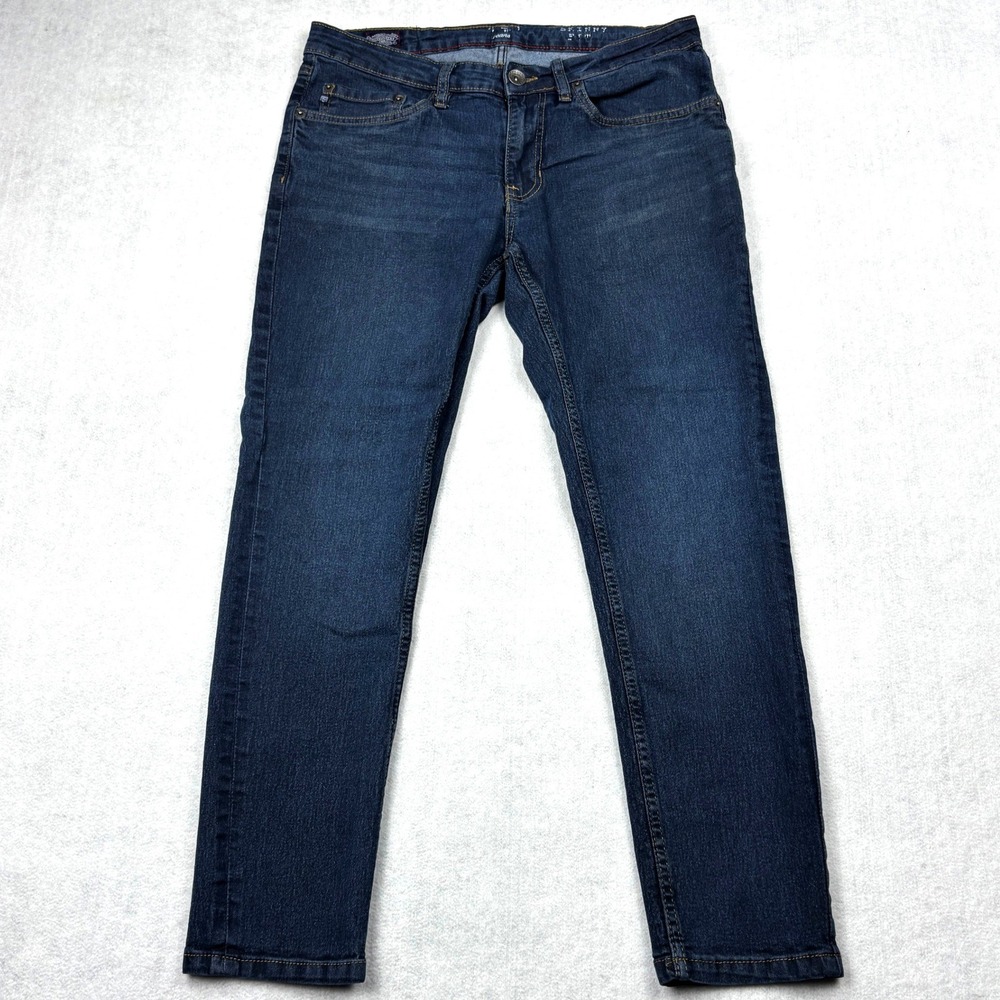 Chaps Mens 32x30 Skinny Dark Wash Stretch Denim Jeans Indigo Blue Pants